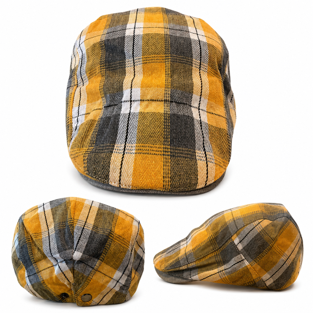 The Gold District Plaid Flat Cap